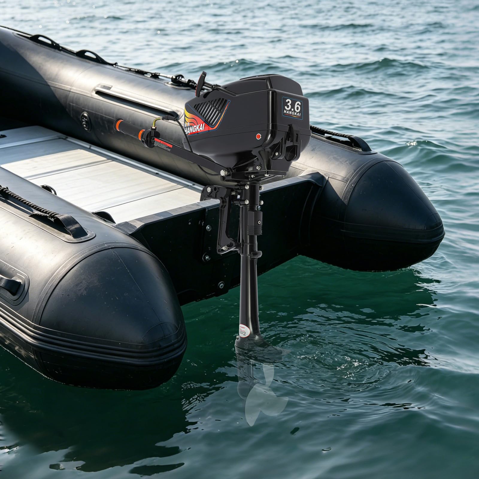 3.6 Cv Motore per Sup, 2.6 Kw Motore Elettrico Barca per Gommone, Avviamento Manuale, Altezza Specchio 42cm, 55cc, 2 Tempi, Motorino Sup per Barche da Pesca e Piccole Imbarcazioni (Grigio)
