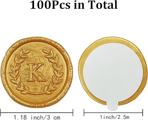 Miniatura 2 de 100 calcomanías adhesivas de cera con letra K doradas, hechas a mano, sin necesidad de sellar, rasgar y usar calcomanías de cera para invitaciones