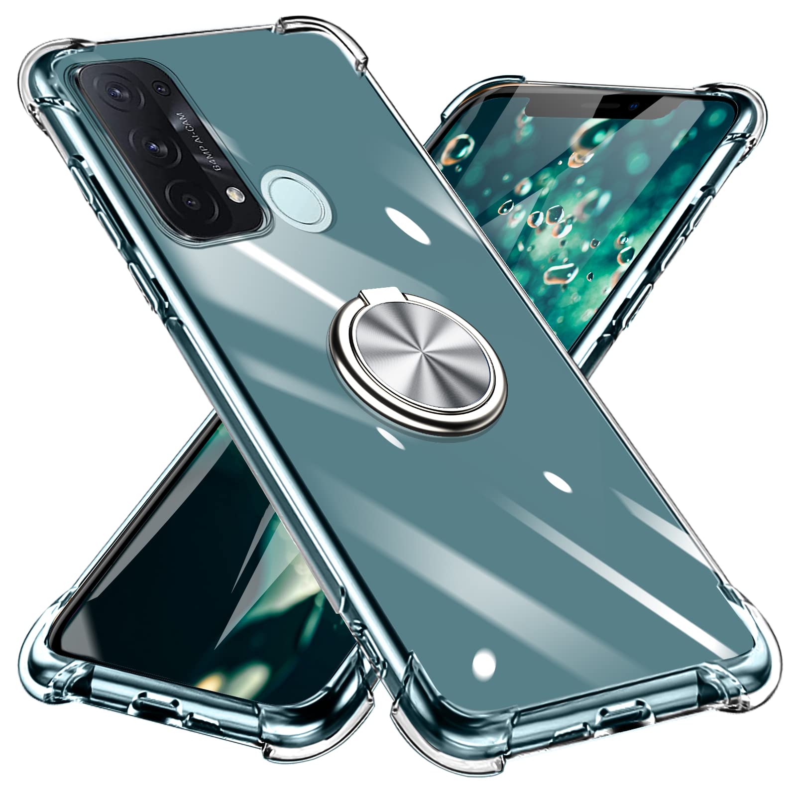 OPPO Reno5 A ケース リング付き クリア TPU オッポ リノ レノ5 A 携帯カバー 耐衝撃 透明 車載ホルダー対応 一体型 落下防止 防塵 変形防止 全面保護 リノ5a オッポ カバー 透明 W-CSZH-18-05