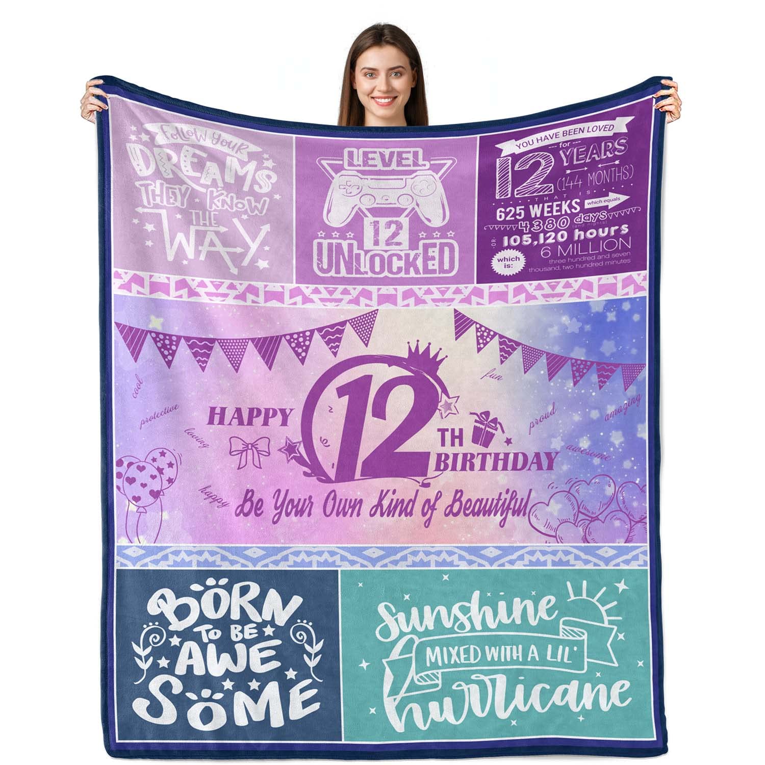 Lviliss Girls 12 Birthday -A02 Gifts For 12 Year Old 12 Year Old Gifts, 12 Year Old Gift Ideas, Birthday Gifts For 12 Year Old 12Th Birthday Decorations Throw Blanket 60X50 Inch