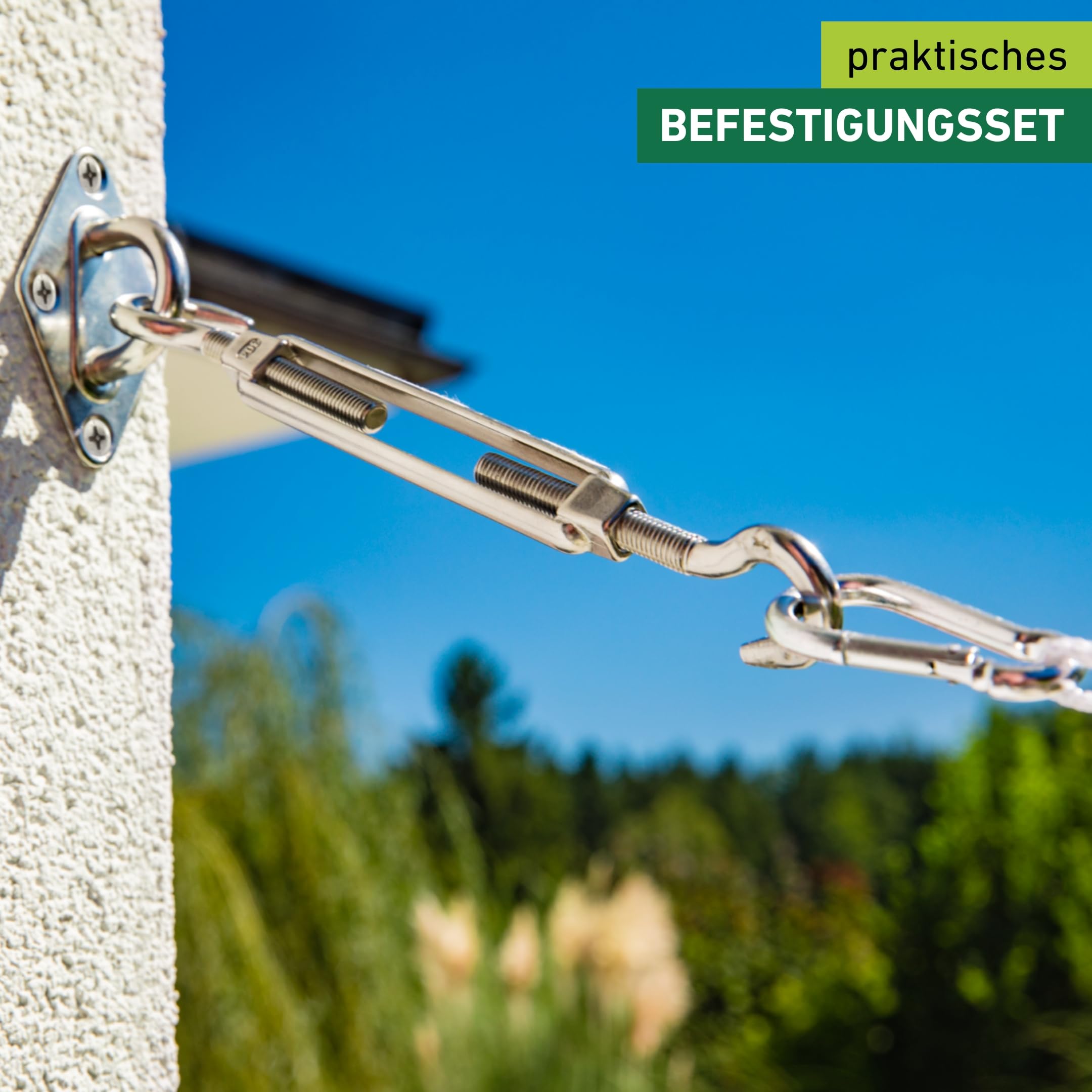Windhager Sonnensegel Befestigungsset, Montageset, Zubehör für Sonnenschutz, Segel Befestigungs Kit, robust, witterungsbeständig