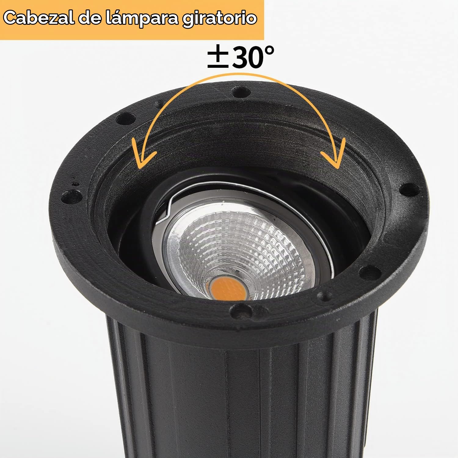 Foco led orientable para empotrar en el suelo para GU10, IP67 Foco empotrable para suelo redondo, 230V foco exterior transitable para césped, plataforma, balcones, 30cm cable preinstalado