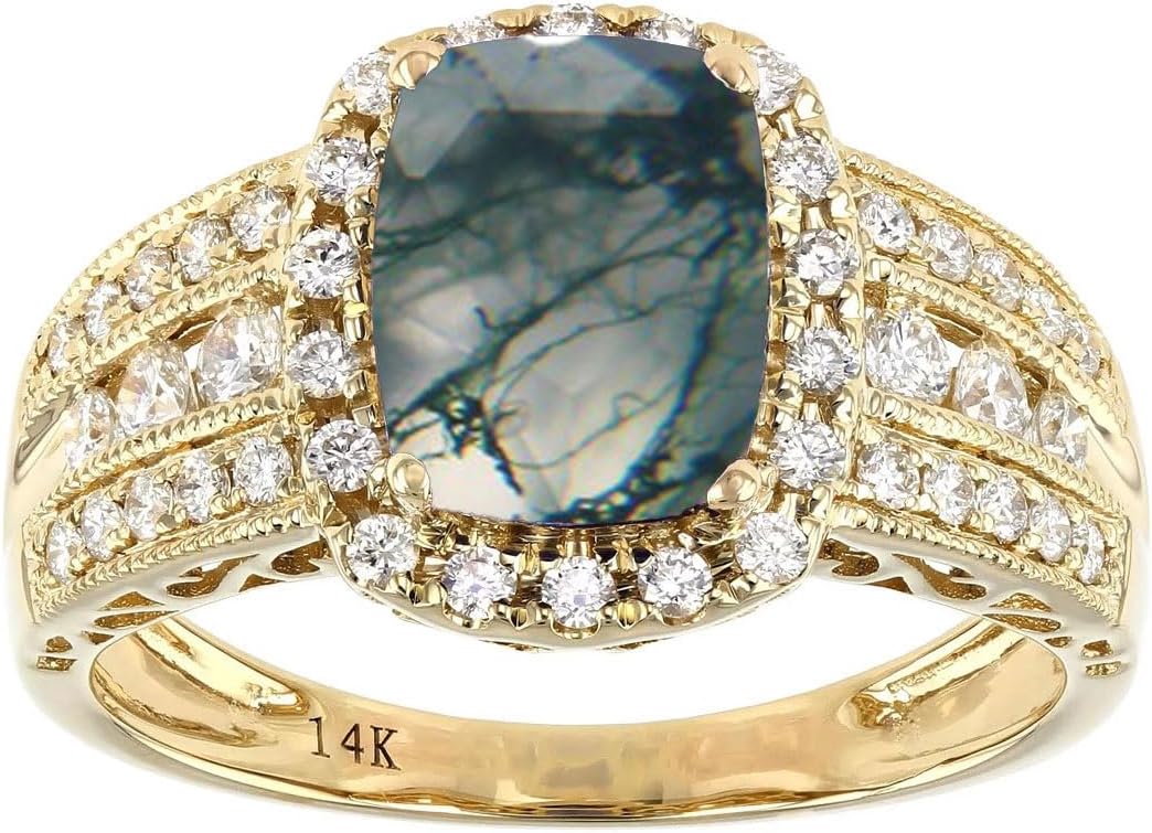 10K 14K 18K Gold 2 Carat Cushion Cut Gemstone Engagement Rings for Women with Moissanites/Diamonds Cushion Birthstone Promise Anniversary Ring for Her Size 3-15