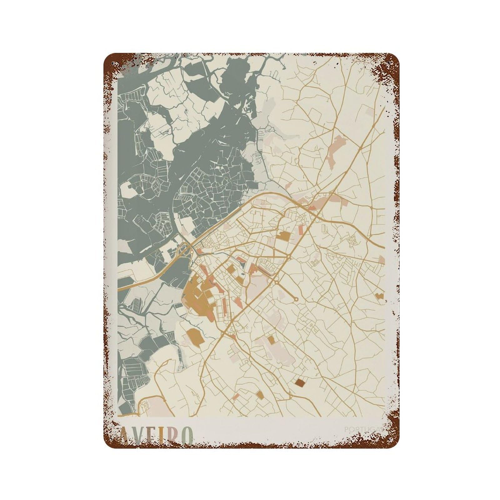 xiaoxiaoshen Aveiro Map Portugal Travel Gift Boho (2) Wall Decor Art Metal Tin Poster Modern Home Decor Art Home Bar Shop Decorations Vintage Sign 40x30cm