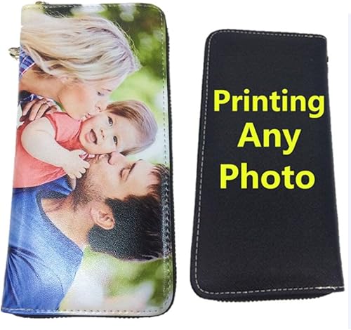 Miniatura 5 de Foto personalizada de grano superior portafolios de piel carteras para mujeres para mujer portafolios bolso embrague portafolios titular de la