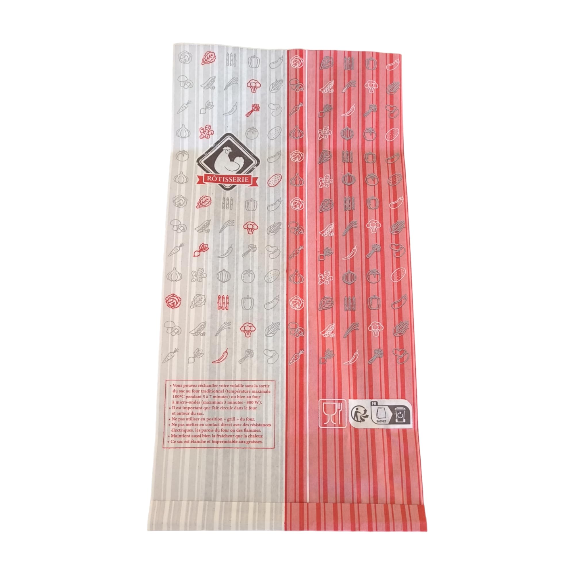 500 bolsas de pollo de papel ingrasiable impreso 18+7x35 cm bolsa de alimentos para pollo roti