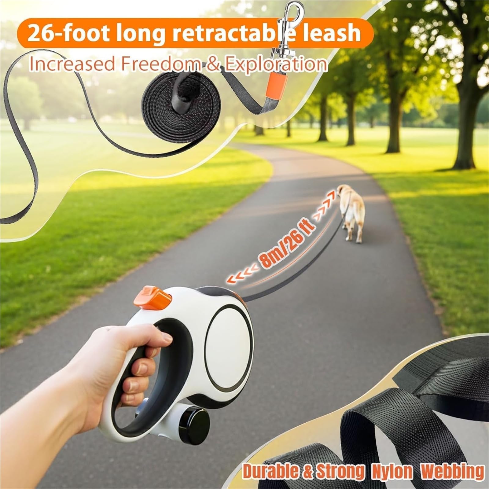 Correa for Perros retráctil a Prueba de explosiones 5M 8M 50KG | Correa automática resistente for perros medianos y grandes.(Gray,8m - 50 kg)