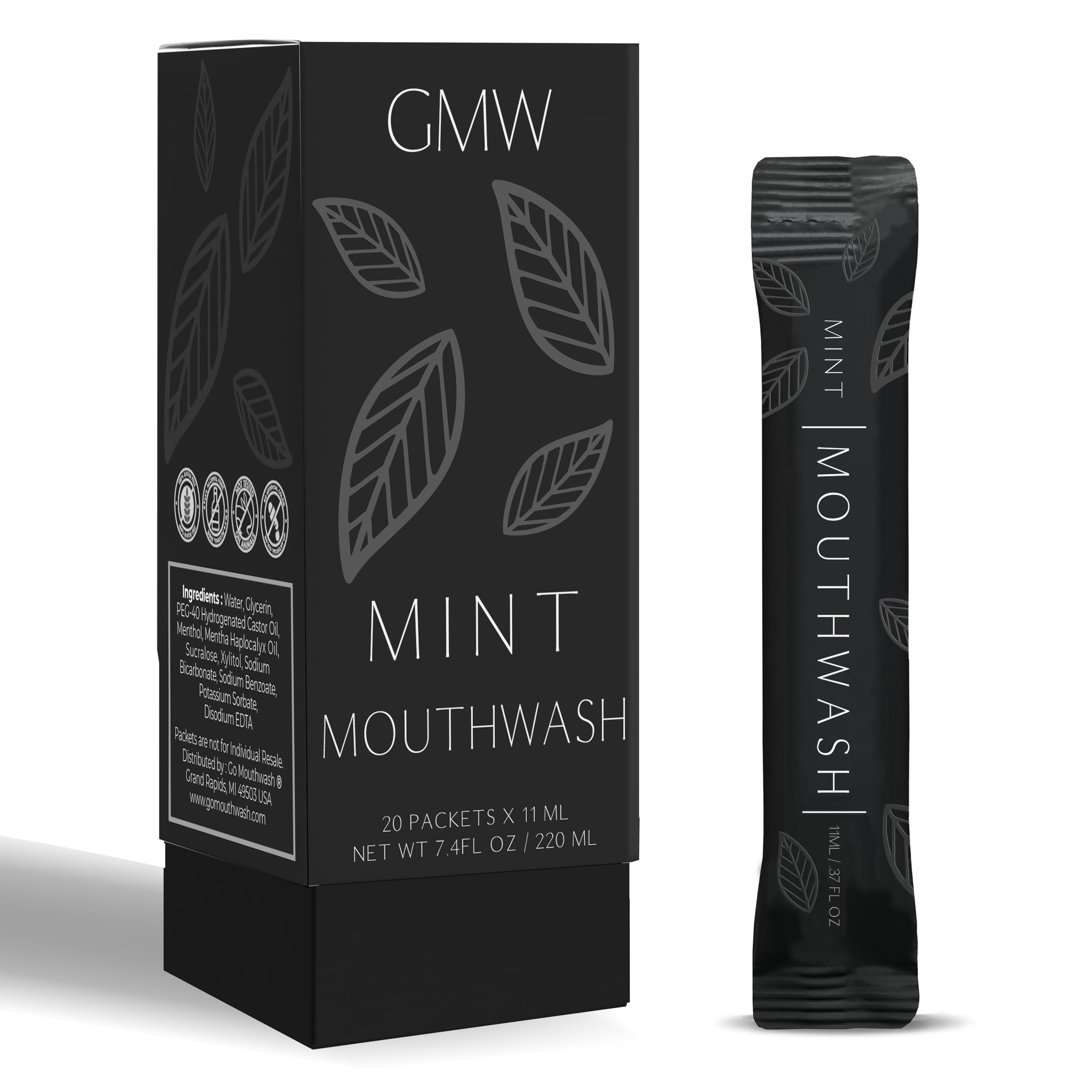 GMW Collection Travel Size Mouthwash Packets - Individual Mini Mouthwash Packets for Fresh Breath - Perfect Travel Size Toiletries for Guest Bathrooms