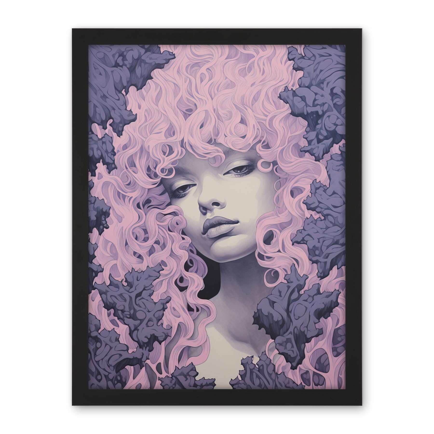 Artery8 Tree Nymph Lavender Purple Pink Woodland Forest Spirit Conceptual Artwork Framed Wall Art Print 18X24 Inch