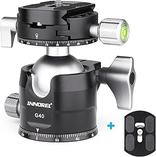 INNOREL G40 Low Profile Tripod Ball Head Double Panoramic CNC Metal Camera Tripod Ballhead with 1/4" Arca Swiss Universal Quick Release Plate for Tripods,Monopod,DSLR Cameras,Camcorder,Max Load 20kg