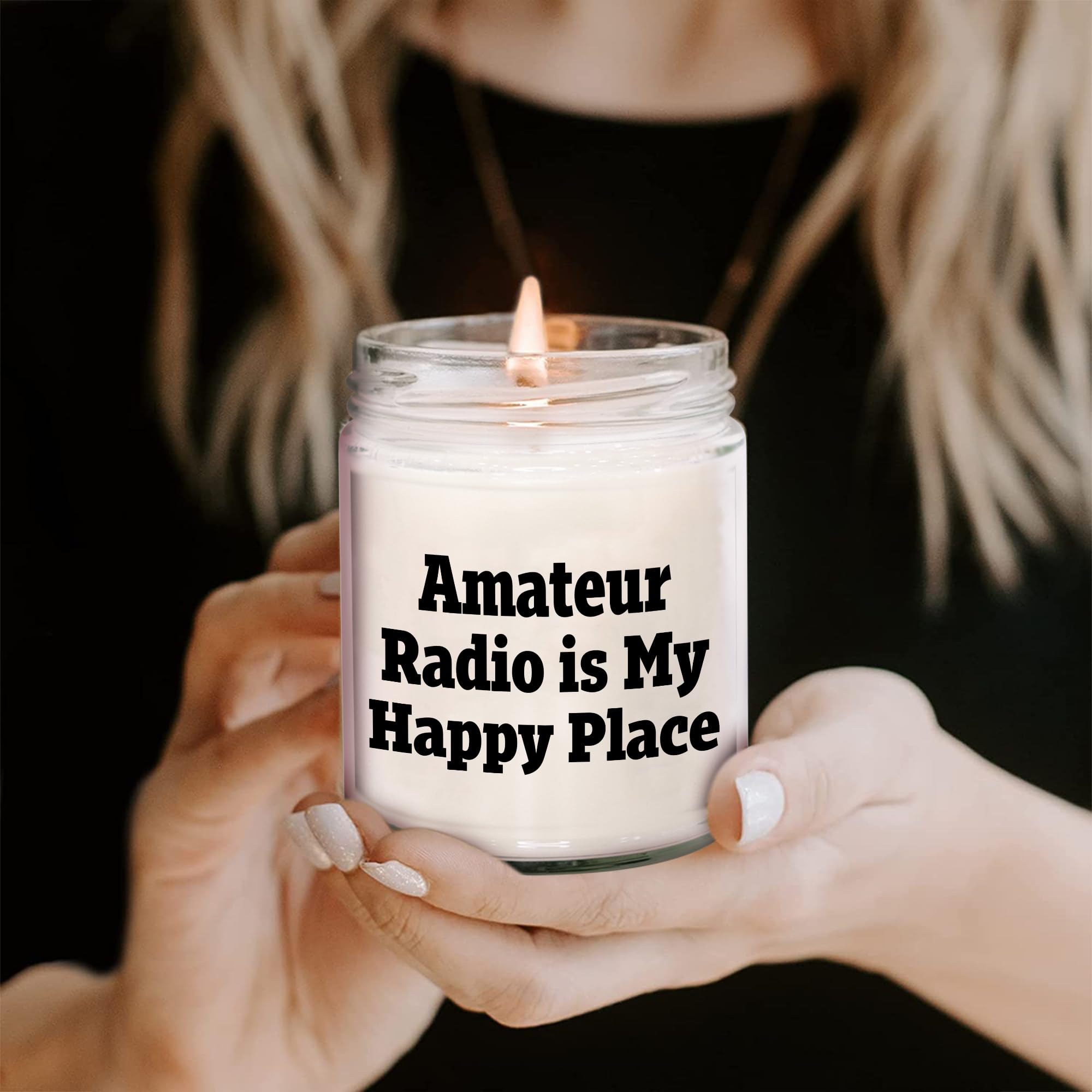 Amateur Radio is My Happy Place Vanilla-Scented Candle - Birthday Unique Gifts for Amateur Radio Enthusiasts - Funny Gifts from Radio Operators