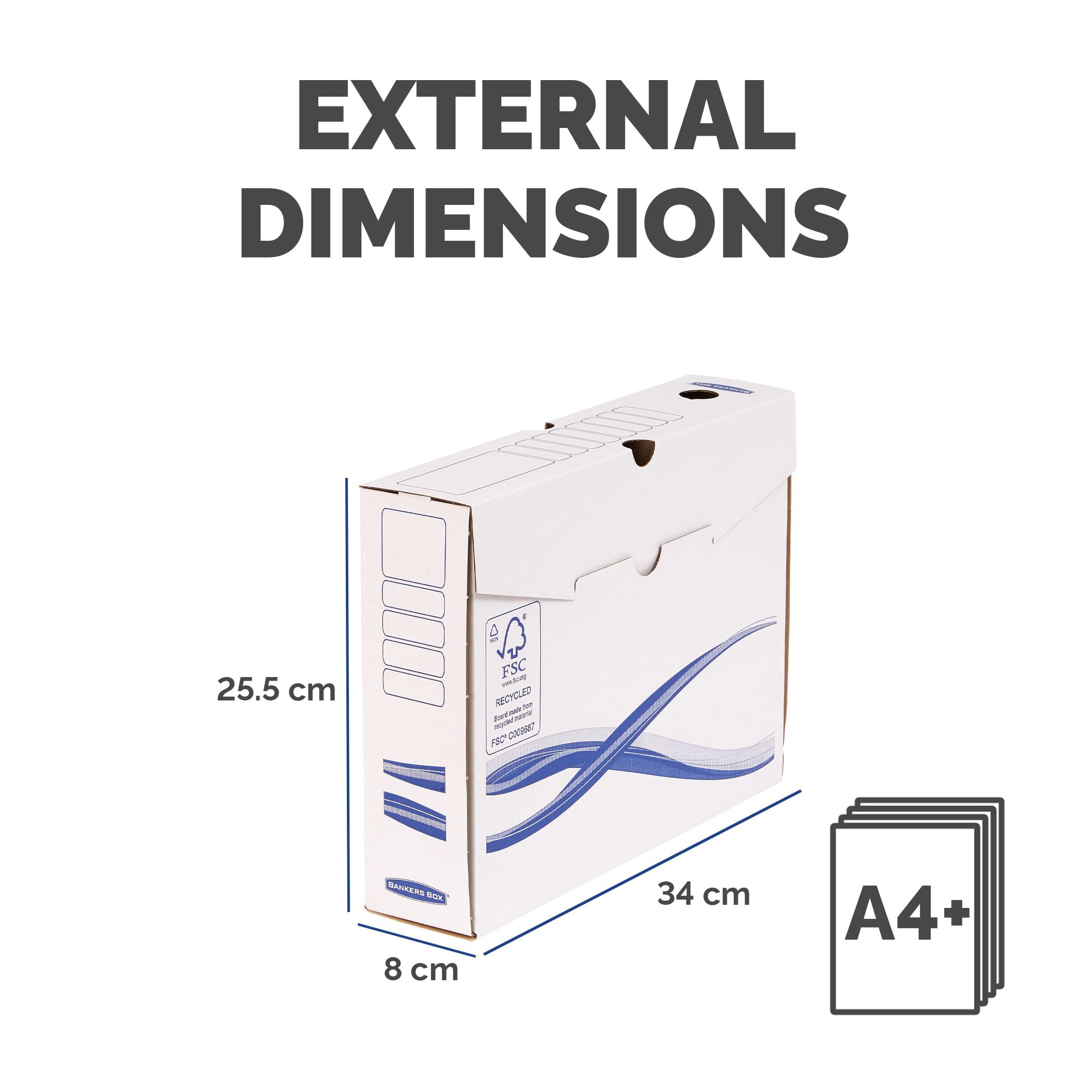 Bankers Box 4460102 Archivschachtel 25-er Pack A4+ Format, 80 mm