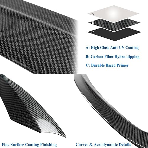 Miniatura 5 de Alerón de maletero con aspecto de fibra de carbono compatible con Infiniti Q50 Q50S Sedan 2014-2024 Alerón trasero (estilo AS)