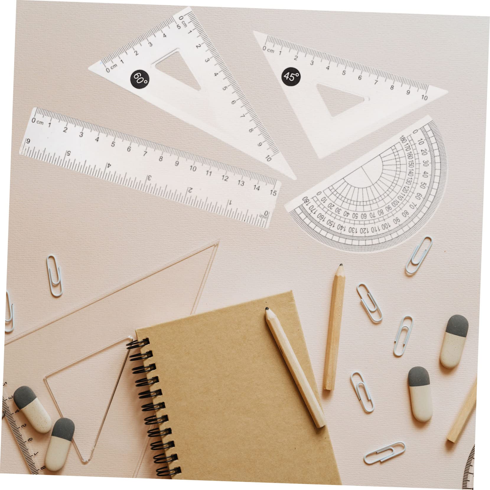 VILLCASE 20 Set Righello trasparente da 15 cm Kit di misurazione - Righello ergonomico kit plastigauge righello del triangolo di disegno kit da disegno professionale fornitura scolastica