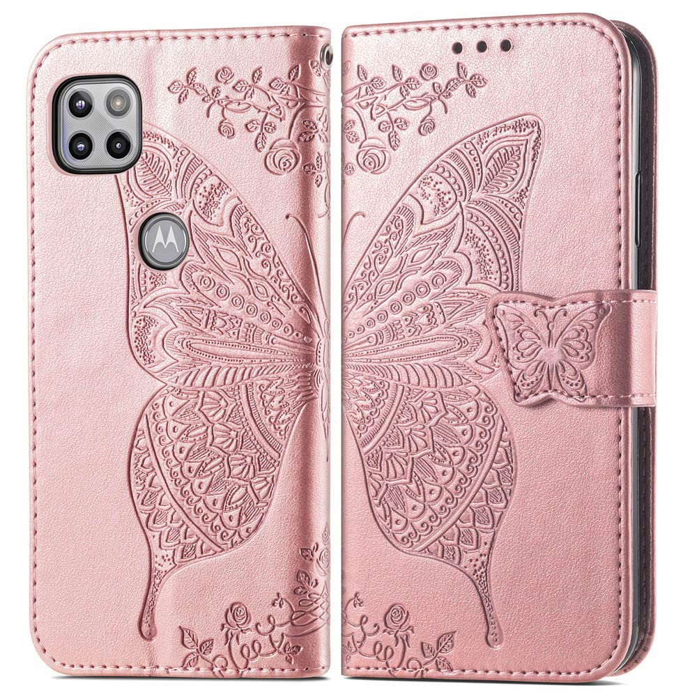 KRHGEIK for Motorola One 5G Ace Phone Wallet Case,Women Butterfly Embossed PU Leather Kickstand Card Slots Wrist Strap Flip Cover for Motorola Moto One 5G Ace 6.7