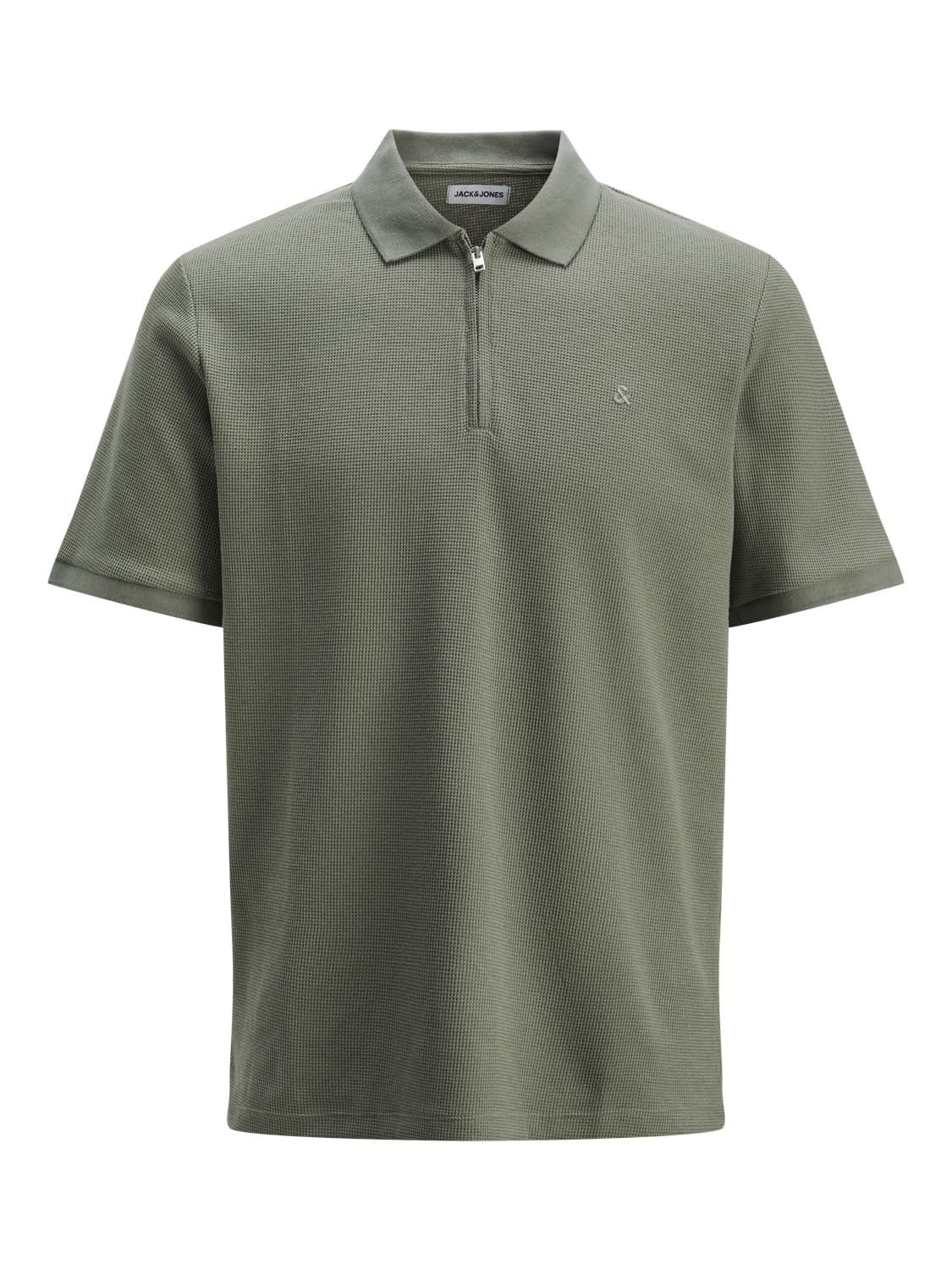 JACK & JONES Jjeaustin Zip Polo Ss Noos-Agave Green - Classic-Large