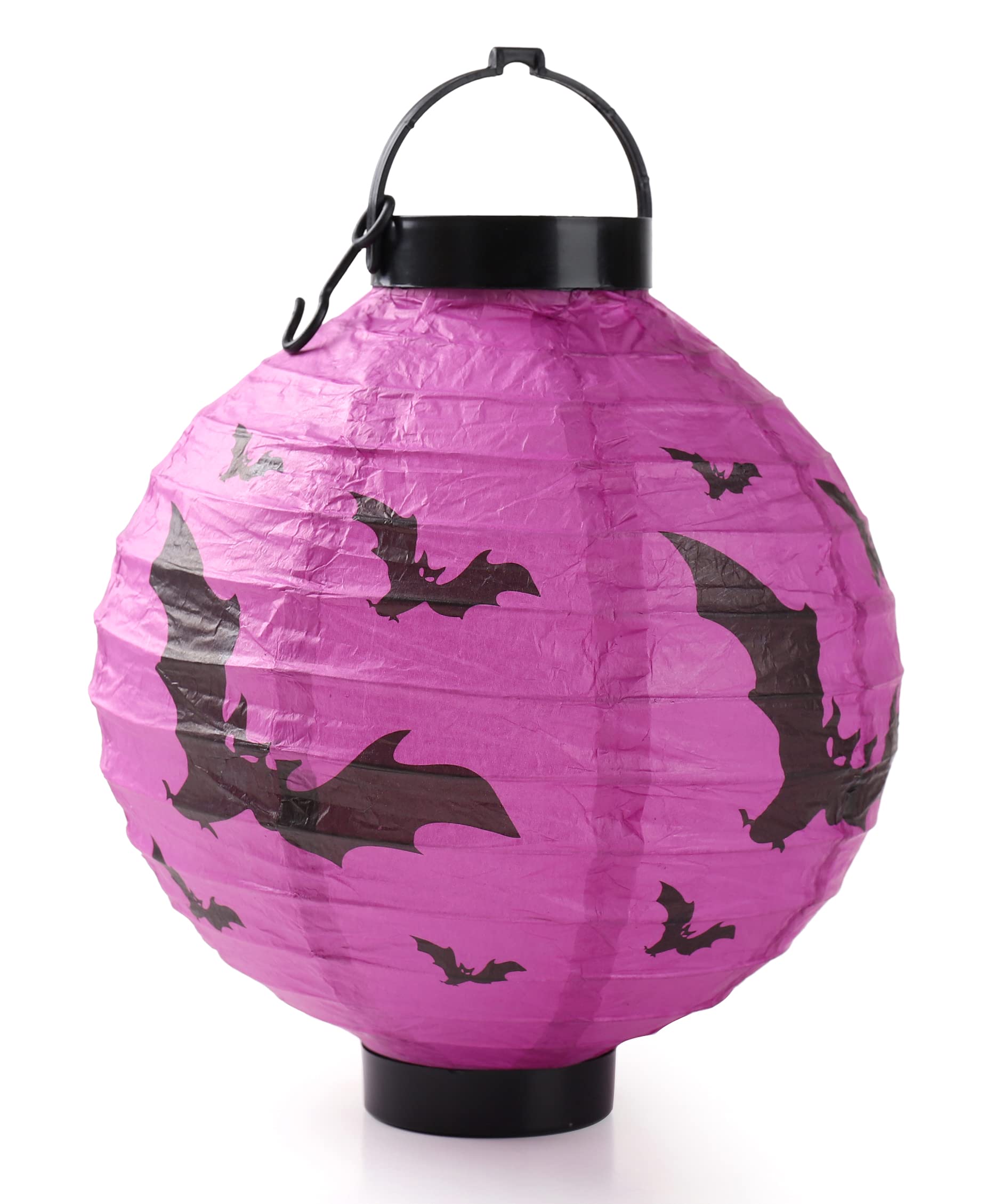 Komonee Purple Halloween Led Bat Light Up Hanging Portable Paper Lantern