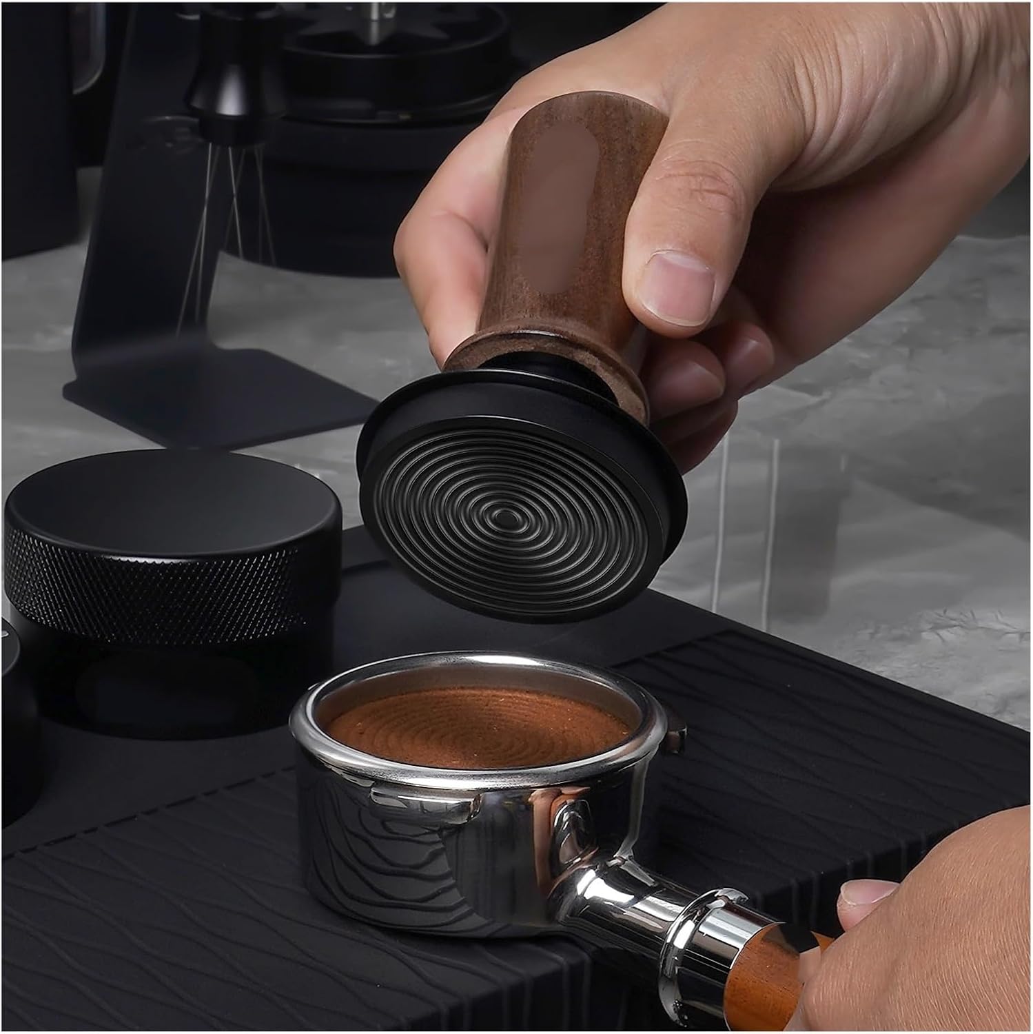 Compatible For IKAPE Coffee Wooden Tamper V3, With Calibrated Spring Loaded And Titanium PVD Coating Base Fit 51/54/58mm(51mm)