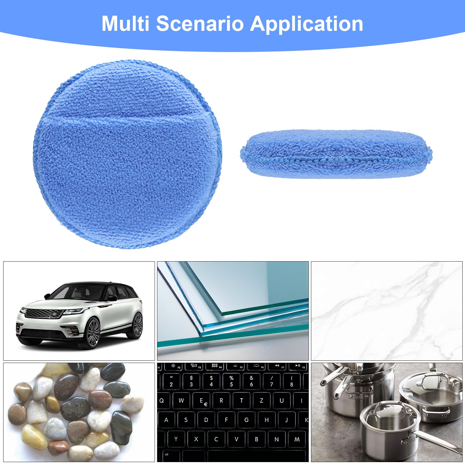 8 Stück Politur Schwamm, Polierschwamm Auto mit Fingertasche Scrub Pad für Autos, LKW, Boot, Reinigung und Feinpolieren (5 Zoll/12.5 cm)