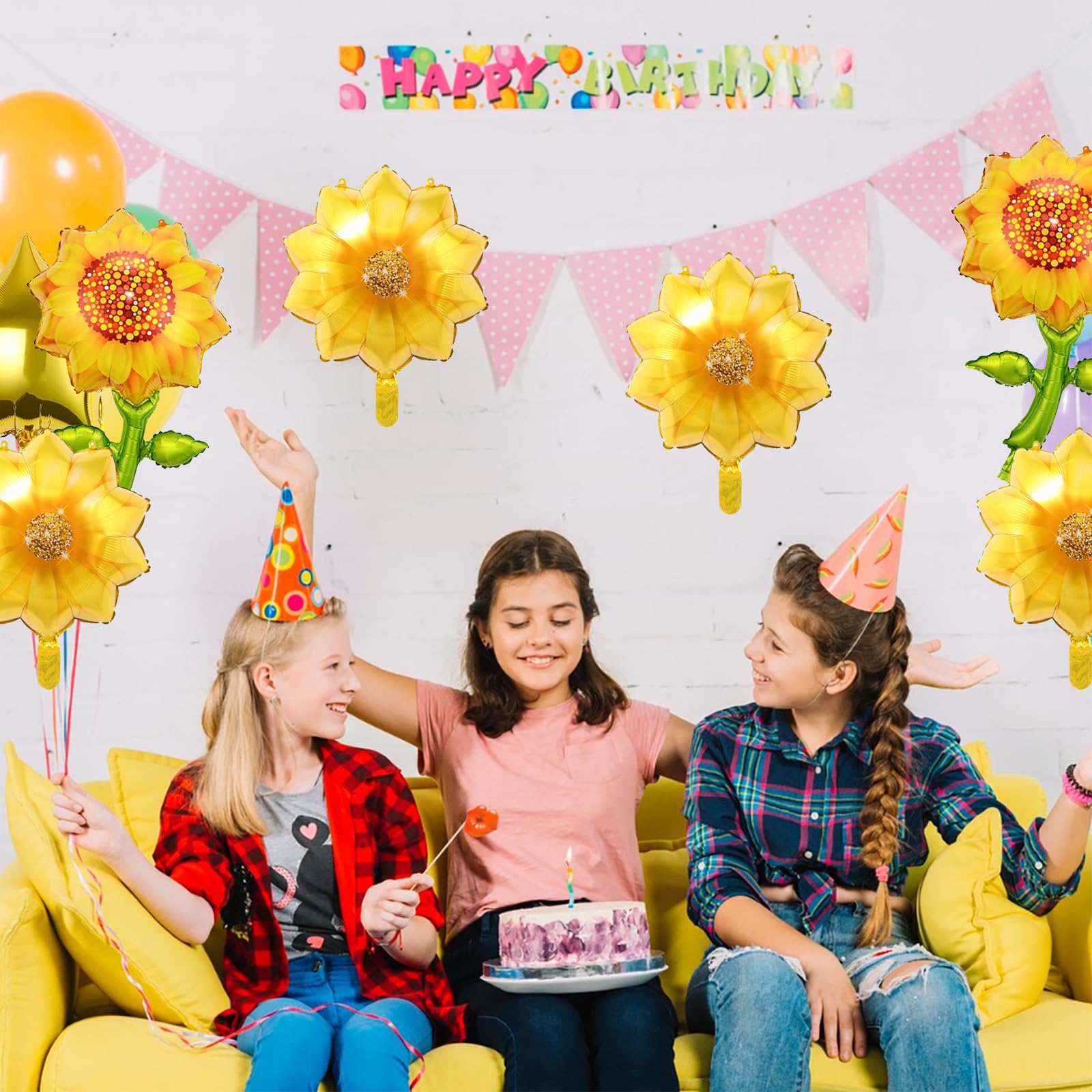 Balony urodzinowe z żółtym słonecznikiem, folia aluminiowa, balony mylarowe w kształcie słonecznika, na letnie słońce, urodziny, baby shower, dekoracje weselne