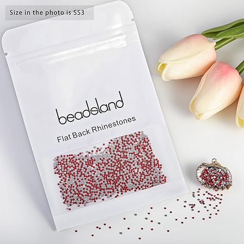 Vista 369 de Beadsland Diamantes de imitación de cristal con parte trasera plana, gemas redondas para arte de uñas y manualidades, pegamento fijo, violeta