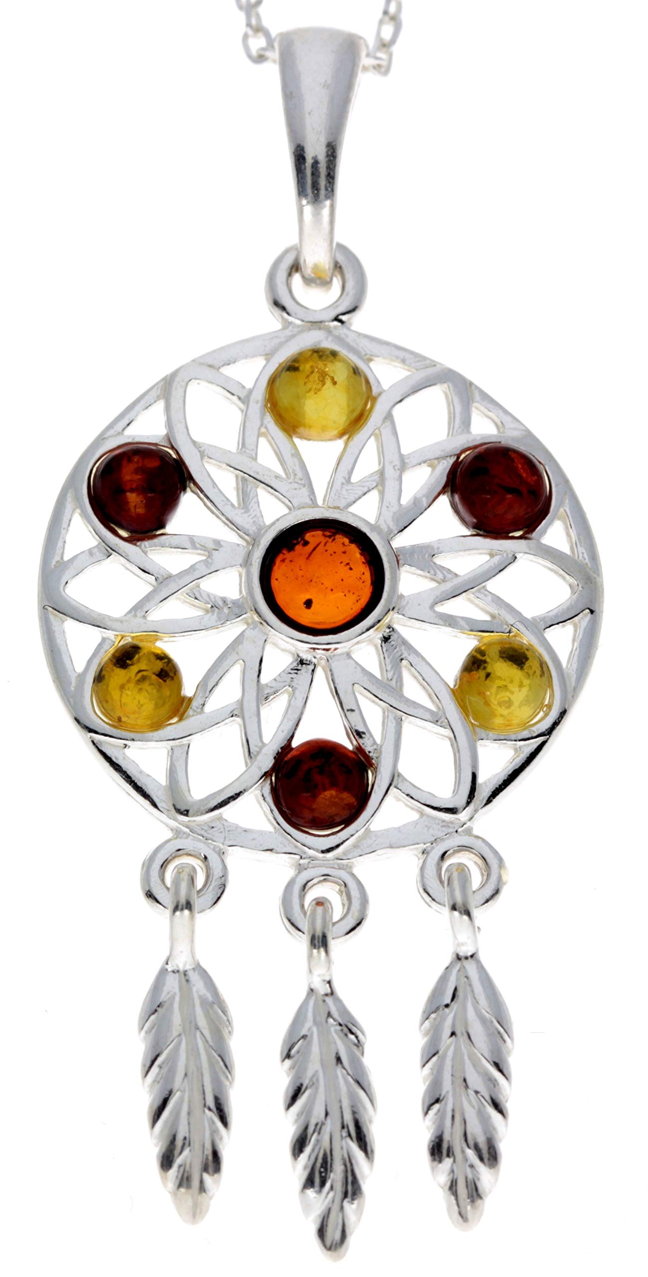 Ambre de la Baltique authentique et argent sterling Pendentif attrape-rêves sans chaîne – GL368S