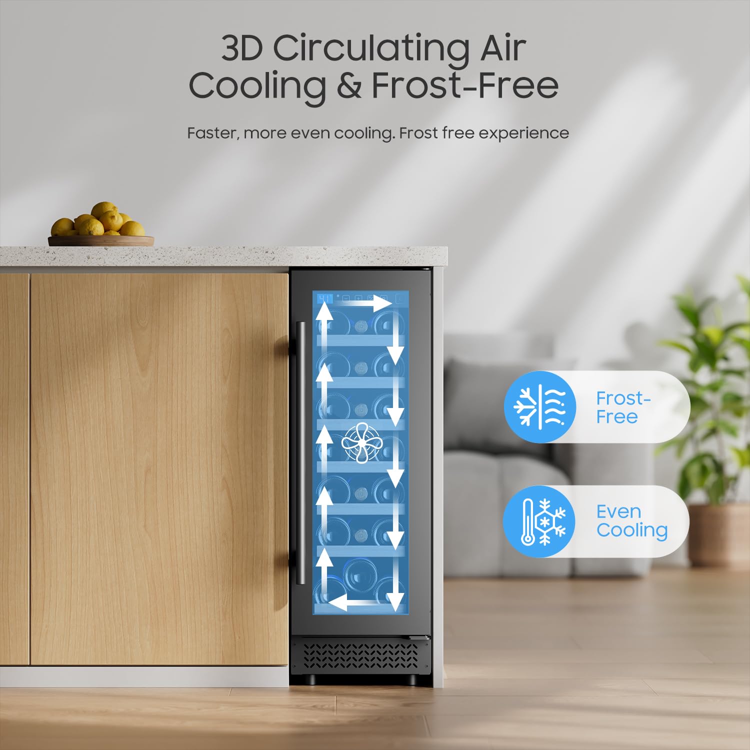 Vushine 12" Wine Cooler Refrigerator 21 Bottle Wine Fridge Built-in or Freestanding with Double-Layer Tempered Glass Door Compressor quick cooling, Low Noise on Fridge.com