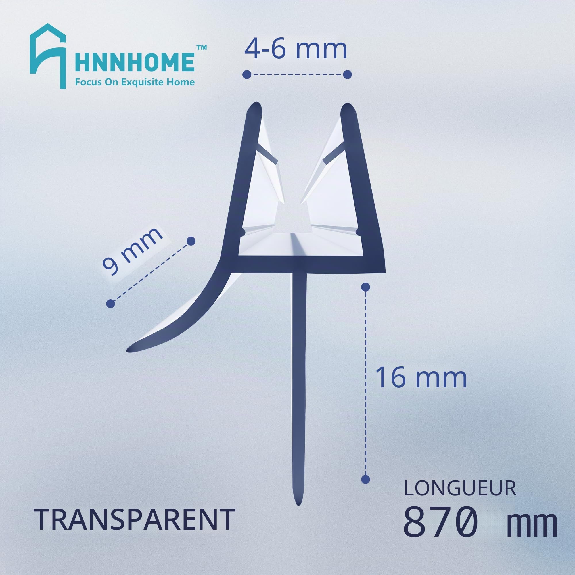 HNNHOME® Joint de porte de douche pour paroi en verre de 4 à 6 mm avec écart maximal de 16 mm