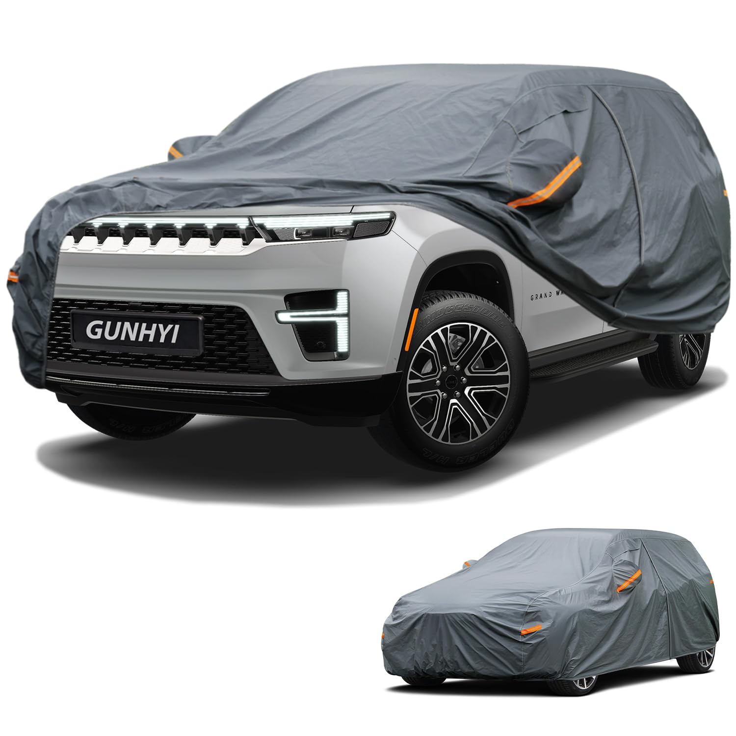 GUNHYI Premium Car Cover Custom Fit Jeep Grand Wagoneer, 16 Layers Heavy Duty Car Cover Waterproof All Weather with Zipper Door for Sun Rain Snow Dust Uv Protection