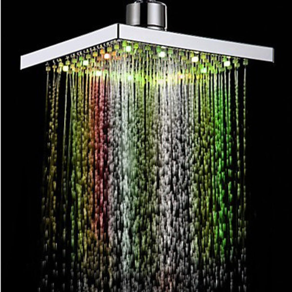 Cabezal de Ducha LED de 8 Pulgadas Plata Abs, Conexión 20mm