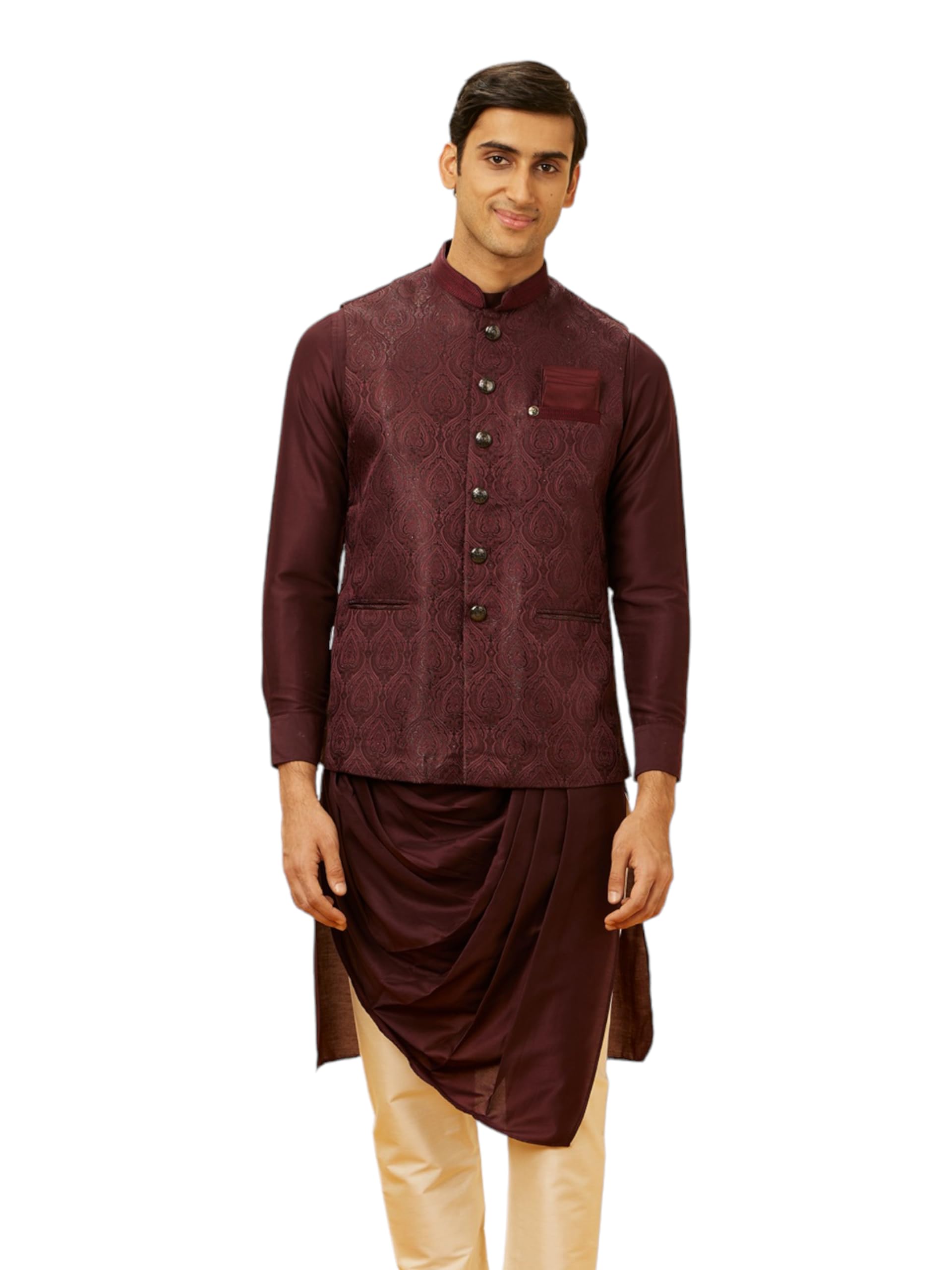 manyavar Men's Self Design Jacket (JACKET ONLY)-picture-28