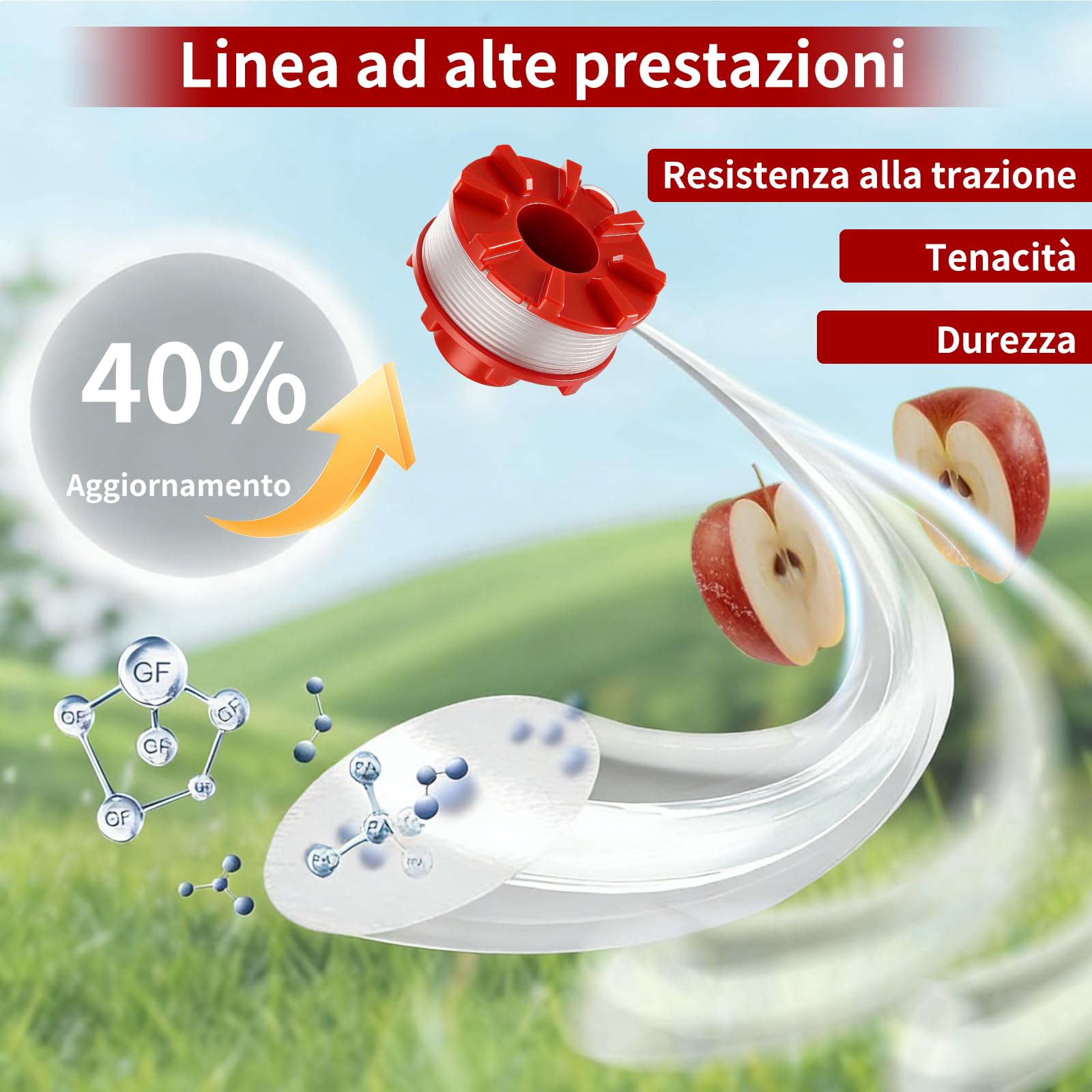6 bobine di filo di ricambio compatibili con Einhell GE-CT 36/30 Li E, GE-CT 36/33 LI E, AGILLO 36/255 BL, AGILLO 18/200, GP-CT 36/35 Li BL per bobina di filo di ricambio Einhell