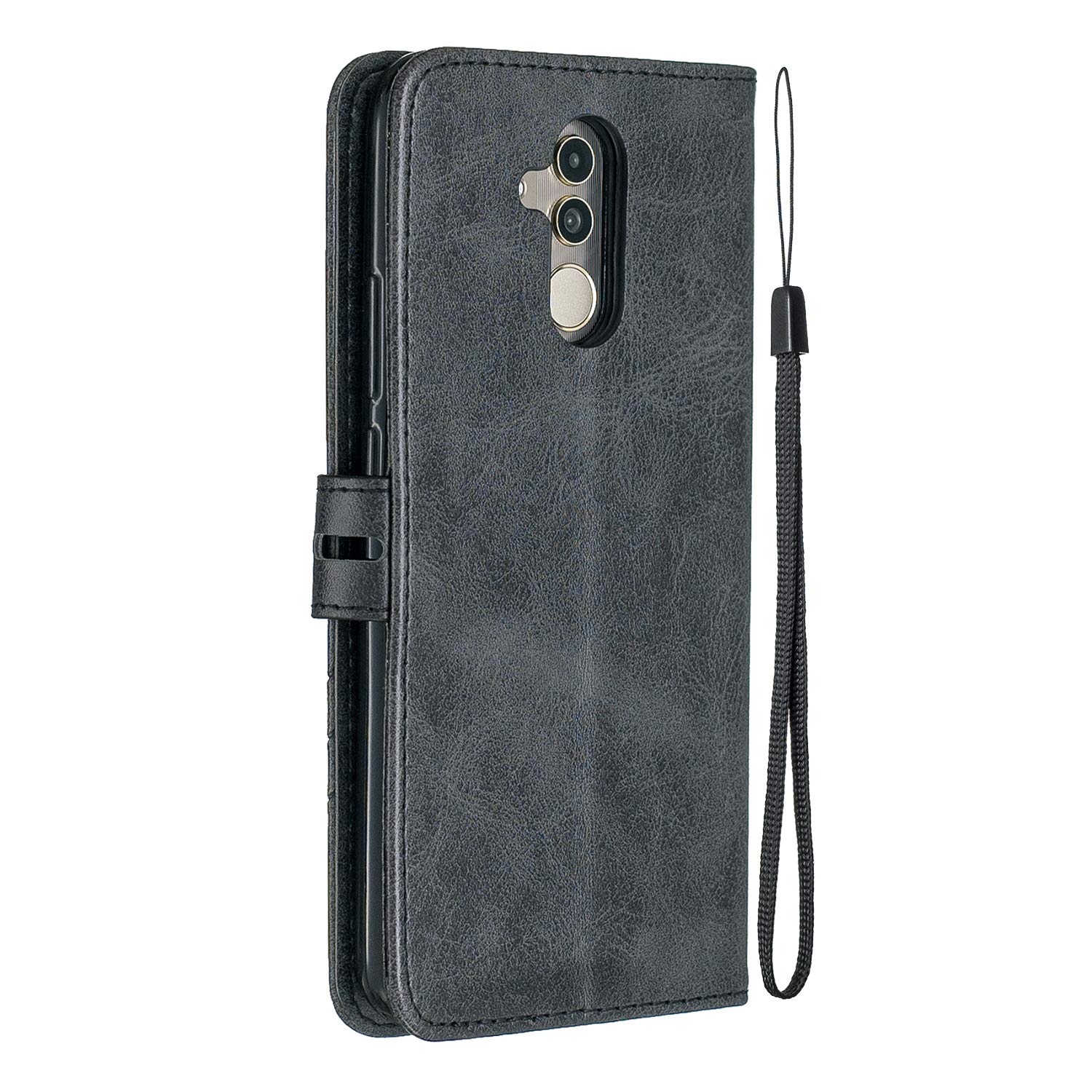 MRSTER Cover per Huawei Mate 20 Lite, Semplice ed Elegante Book Style Internamente Silicone TPU Case Flip Cover in Pelle PU Premium Custodia per Huawei Mate 20 Lite. Retro Black