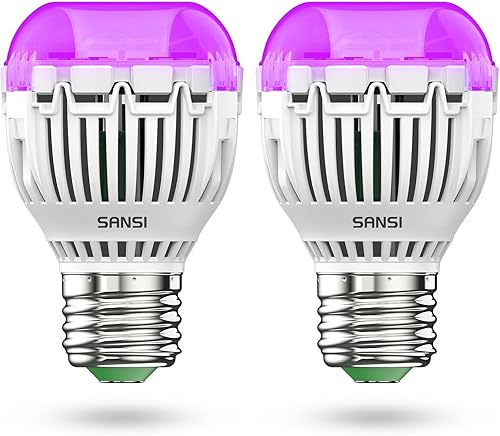 SANSI Bombilla LED UV negra para fiesta brillante, 7 W, A15 UVA bombilla negra E26, certificación ETL de 395-405 nm, bombilla negra UV de Halloween