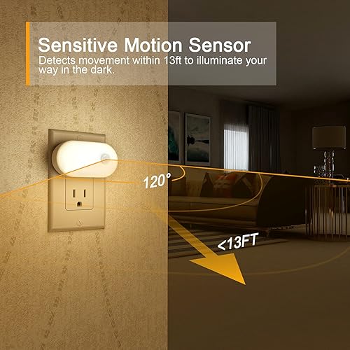 Miniatura 3 de Lyridz Luz nocturna con sensor de movimiento enchufable, luces inalámbricas para debajo del gabinete