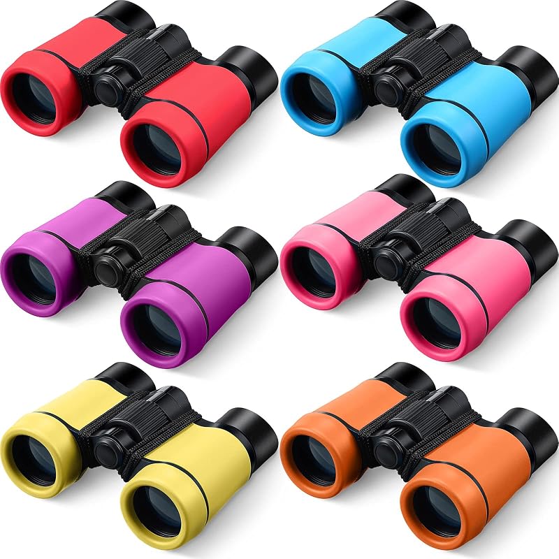 Yunsailing Binoculares de 6 piezas para niños de 3 a 12 años | Binoculares, juguete a prueba de golpes, al aire libre, regalo, caza plegable, telescopio pequeño, para observación de aves, exploración de aprendizaje