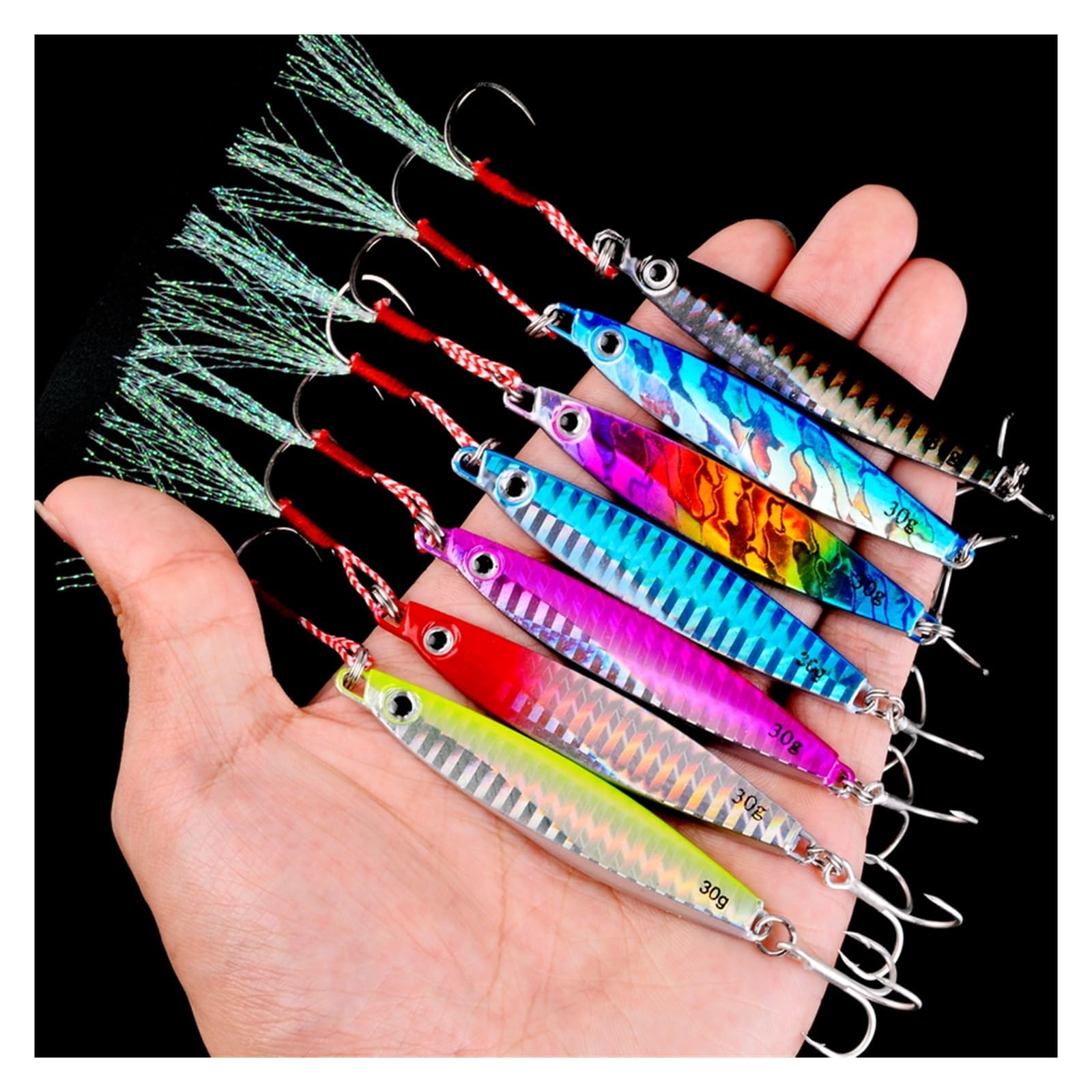 INEOUT 12pcs Esche da Pesca in Metallo Jig 7g 12g 17g 22g 30g 40g Maschere Pesca in Mare Cucchiaio Esca Affondamento Esca Jigging Vibe Lama for Luccio Spigola