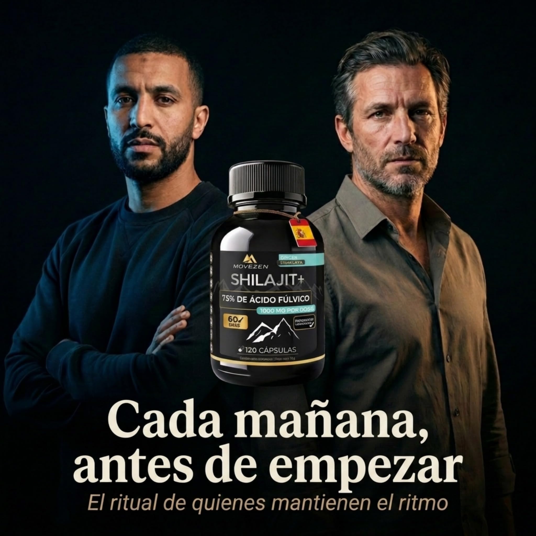 Shilajit+ Cápsulas Movezen, Himalaya, 120 Cápsulas Veganas, Sin Sabor, 1000 mg por Dosis, ≥75% Ácido Fúlvico, 85 Minerales, Hasta 120 Días, Analizado por Eurofins, Calidad Europea (Mumijo)
