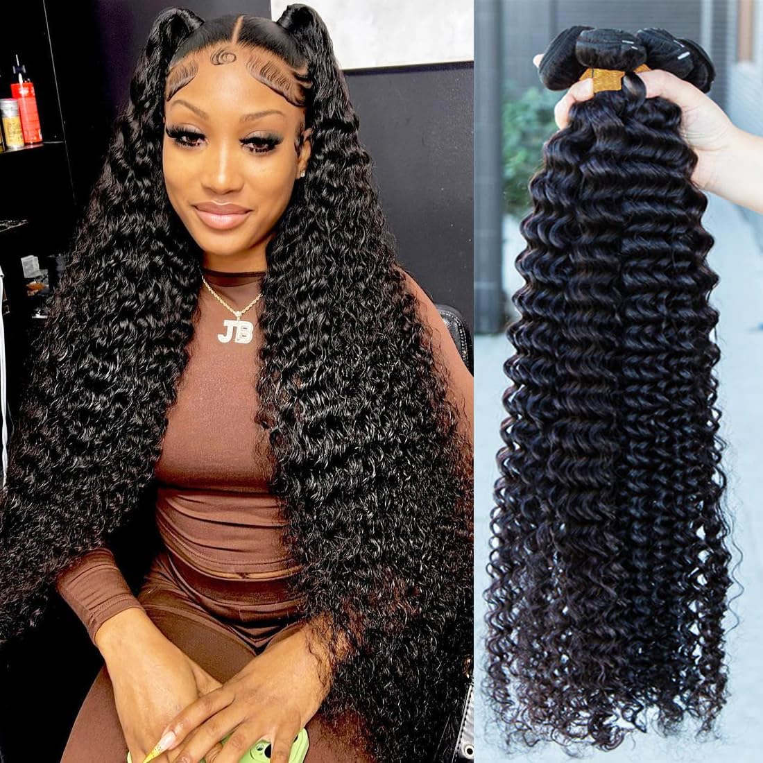 Human Hair Deep Wave Extensions 18-22 Inch Unprocessed Virgin Bundles Deep Wave Bundles Human Hair 18 20 22 Inch Brazilian 100  main image 2