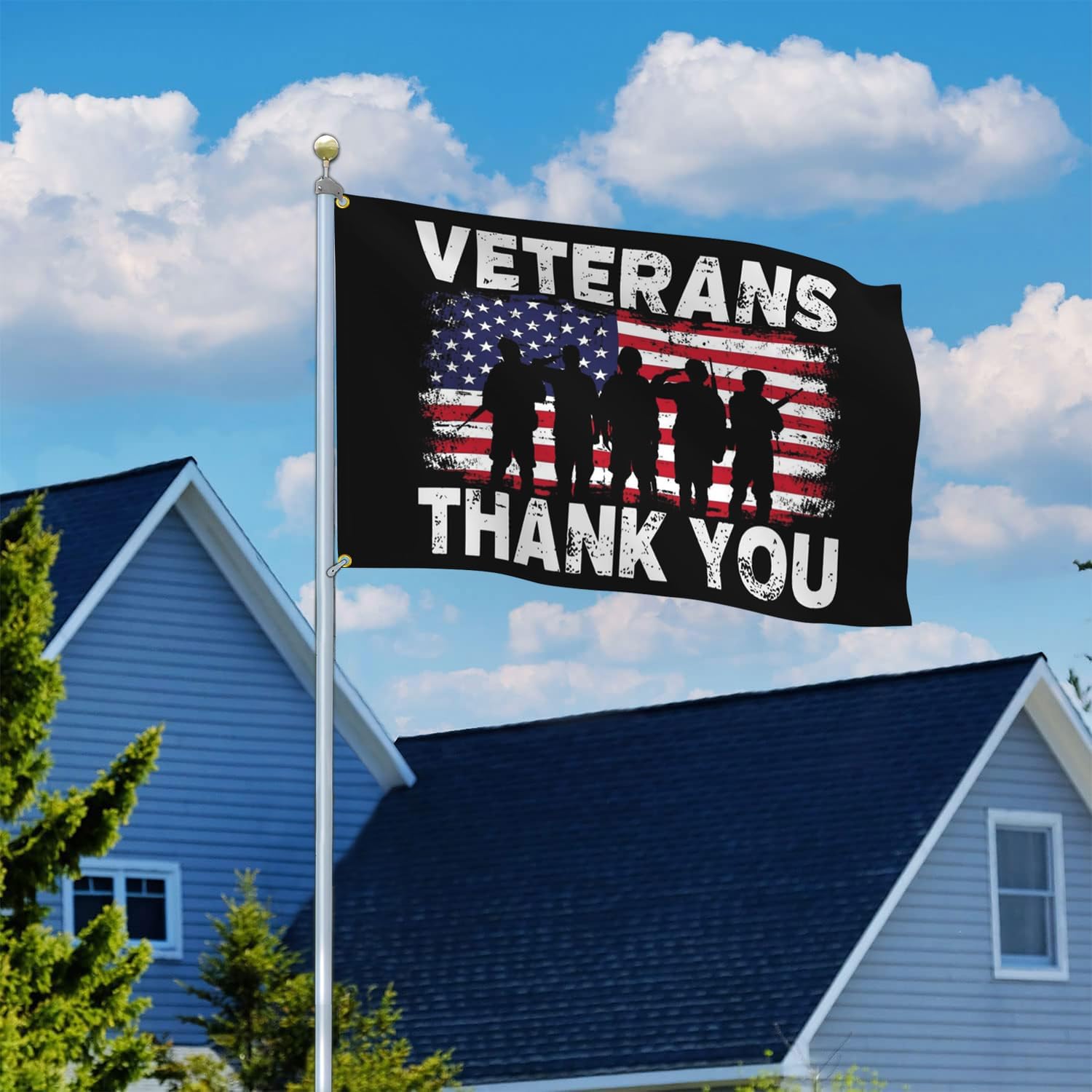 Thank You Veterans Day Flags for Outside 3x5 Ft Soldiers Heroes Patriotic Memorial Day American Flag Banners for Yard Sign Outdoor House Decorations - Image 4