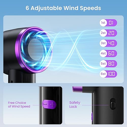 Miniatura 2 de Mini ventilador portátil, ventilador de mano recargable por USB, ventilador personal de 3 velocidades con base de escritorio y pantalla LED,