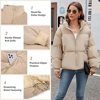 Yusongirl Womens Cropped Puffer Jacket Winter Warm Quilted Yusongirl Womens Cropped Puffer Jacket Winter Warm Quilted