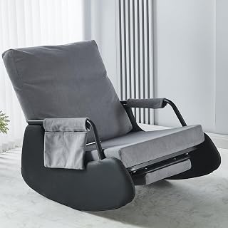 Mecedora para exterior, mecedora para salón, mecedora con respaldo alto, resistente a la intemperie, silla balancín, silla balancín (gris)