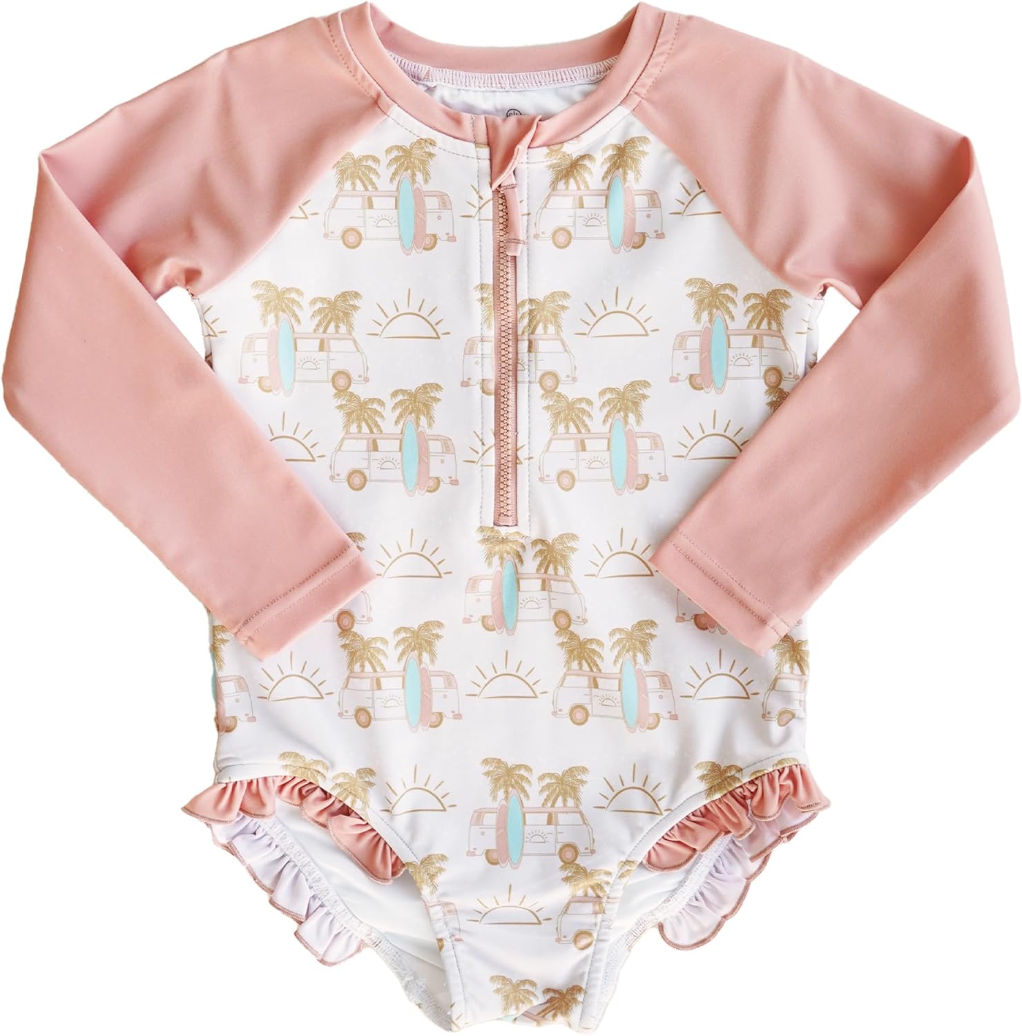 Long Sleeve Rash Guard Swimsuit Floral Print On