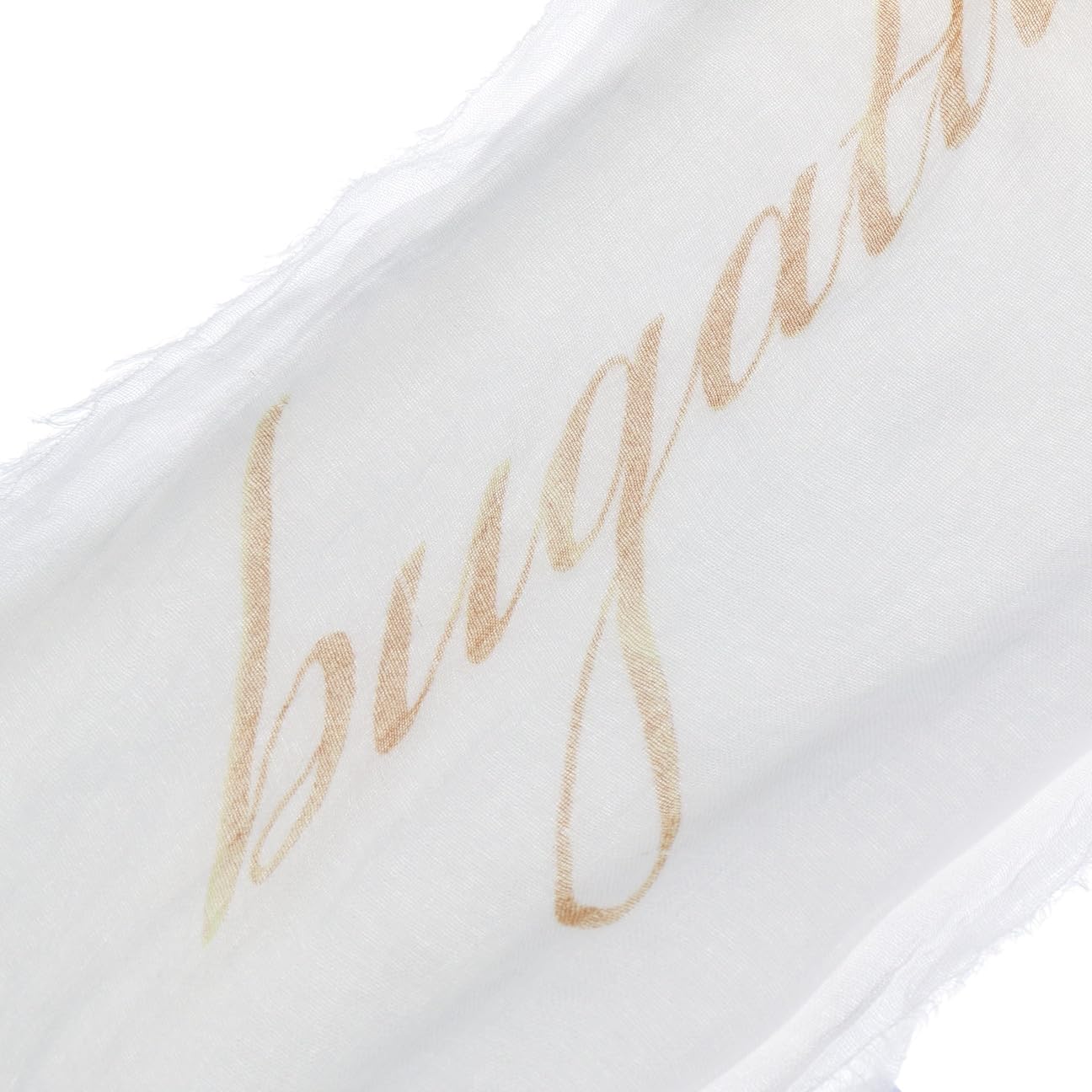 bugatti Wordmark Schal Herrenschal Damenschal Sommerschal Damen/Herren - mit Fransen Frühling-Sommer Frühjahr Sommer - One Size weiß