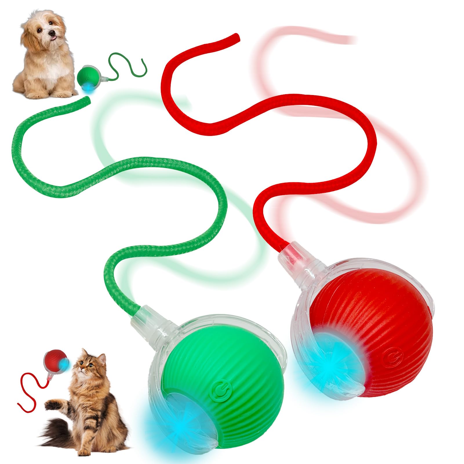 poluu Interactive Cat Toy Ball, USB Rechargeable Active Rolling Pet Toy