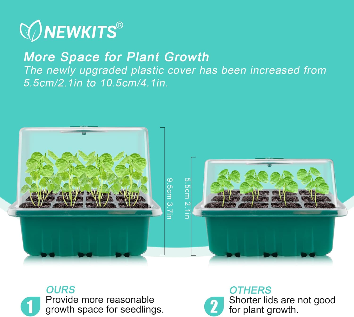 5 Pack Seed Starter Tray Kit NEWKITS Plant Germination Starter Kit with Humidity Dome and Base