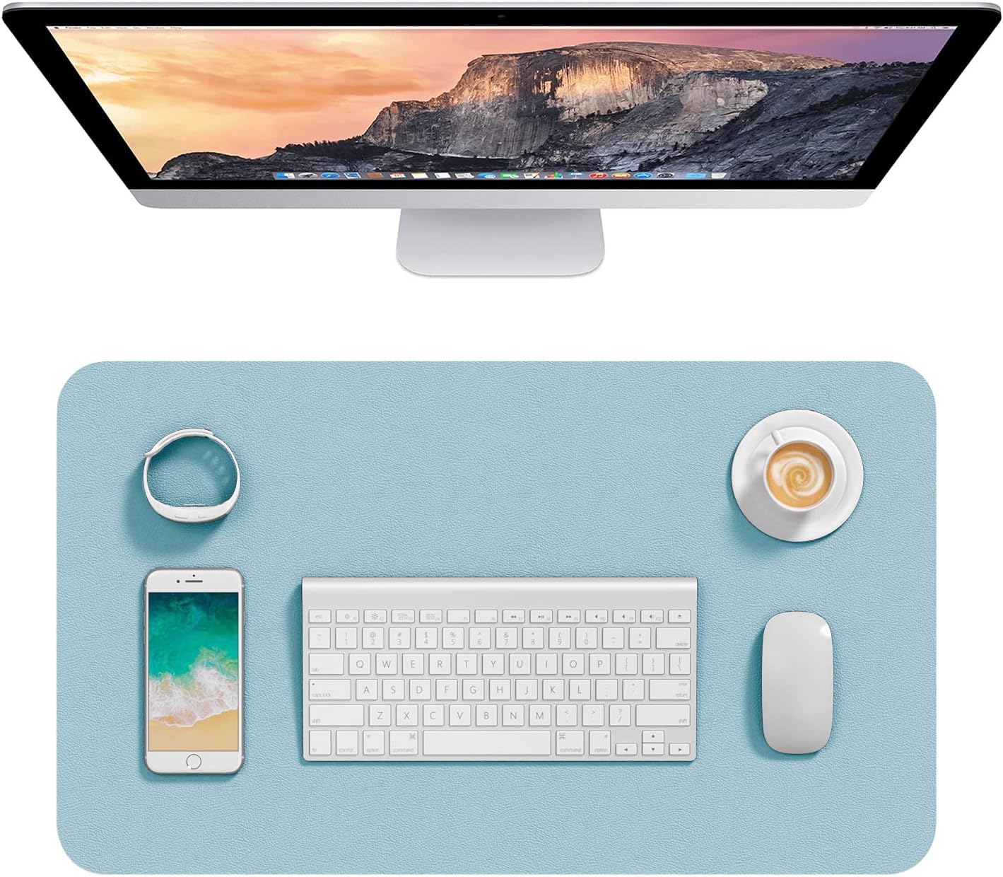 Potency Desk Pad, 60 x 30 cm PU Leather Desk Mat, M Extended Mouse Pad, Waterproof Desk Blotter Protector, Ultra Thin Large Laptop Keyboard Mat, Non-Slip Desk Writing Pad for Office Home(Light Blue)-image-49