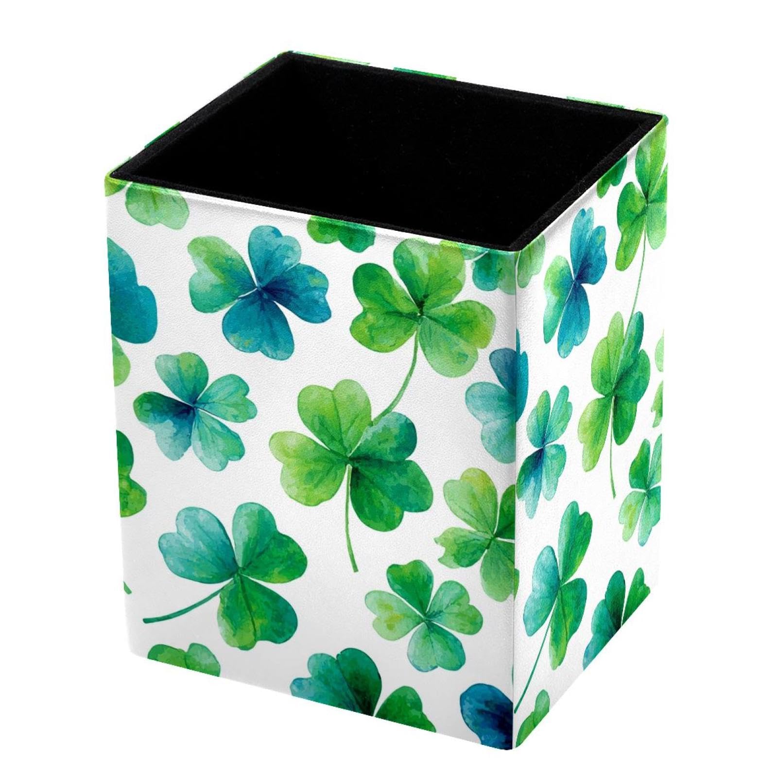 VAPOKF Pencil Holders for Desk, Shamrock Printed Pen Holders Pen Pot Makeup Brushes Storage Desktop Stationery Supplies Organiser for Home Office
