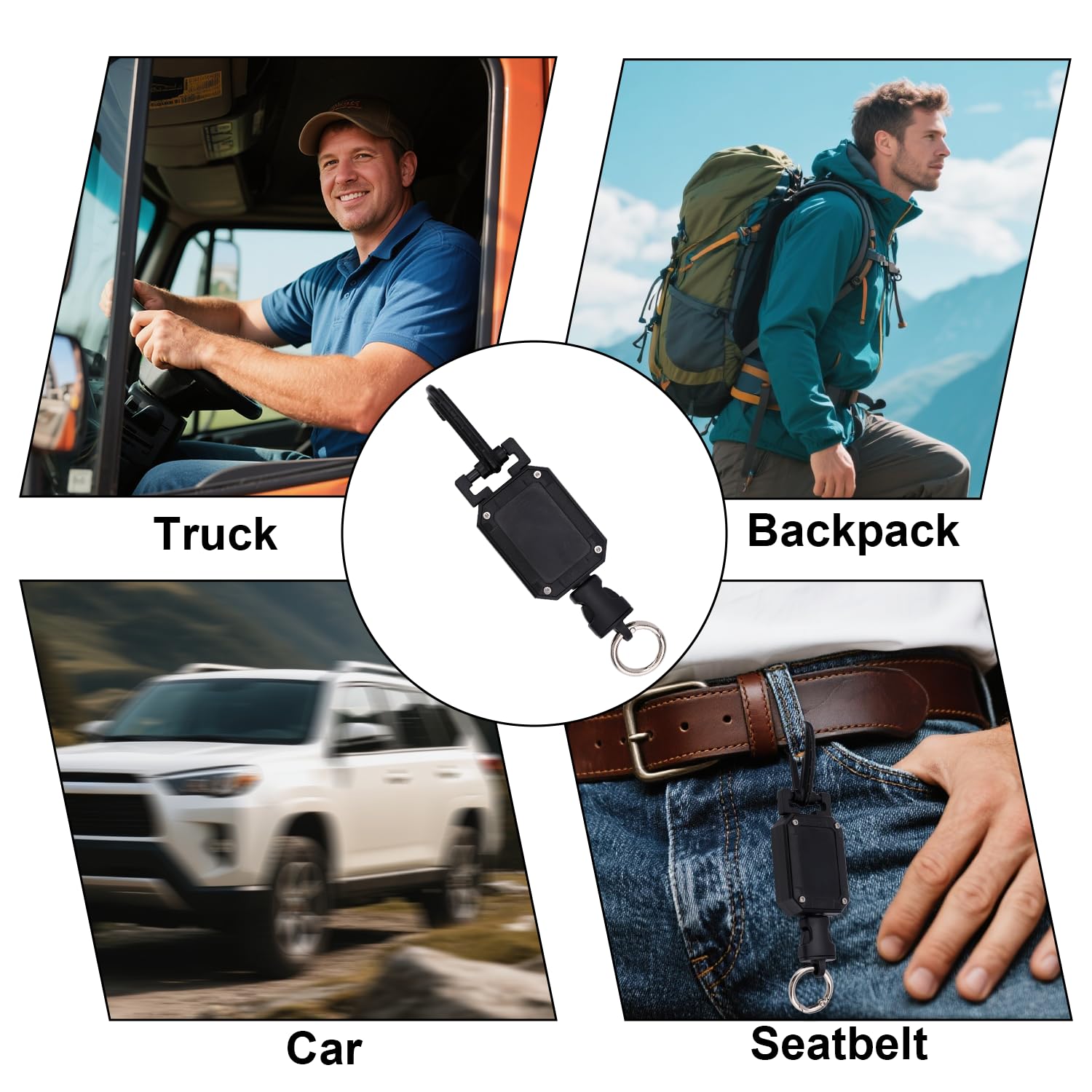 Supporto Retrattile Microfono CB, Gancio Retrattile per Microfono CB con Clip in Acciaio Inossidabile Supporto per Camion Zaini Auto Cinture di Sicurezza